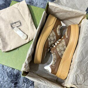 Chunky B GG Round Toe Shoes Comfortable Low Top Board Shoes Brown
